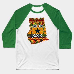 Ghana Map Kente Pattern Baseball T-Shirt